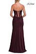 La Femme 33199 Black Strapless Lace-Up Dress