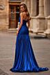 La Femme 33200 Royal Blue Strapless Ruched Dress