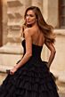 La Femme 33202 Black High Slit Strapless Dress