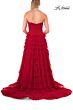 La Femme 33202 Black High Slit Strapless Dress