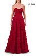 La Femme 33202 Black High Slit Strapless Dress