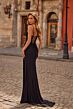 La Femme 33298 Black Sweetheart Neckline Lace-Up Dress