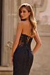La Femme 33316 Black High Slit Lace Dress