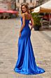 La Femme 33325 Royal Blue Sweep Train Spaghetti Strap Dress