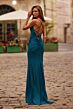 La Femme 33361 Dark Teal High Slit Sweetheart Neckline Dress