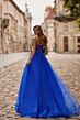 La Femme 33363 Royal Blue Peak-A-Boo Neckline Strapless Dress