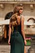 La Femme 33365 Dark Emerald Spaghetti Strap Lace-Up Dress