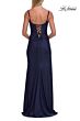 La Femme 33365 Dark Emerald Spaghetti Strap Lace-Up Dress