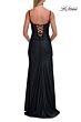 La Femme 33365 Dark Emerald Spaghetti Strap Lace-Up Dress