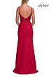 La Femme 33395 Navy Spaghetti Strap High Slit Dress