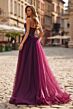 La Femme 33410 Dark Berry High Slit Strapless Dress