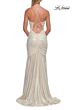 La Femme 33412 Dark Teal Metallic Ruched Dress