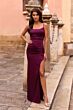 La Femme 33413 Dark Teal High Slit Scoop Neckline Dress