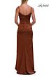 La Femme 33413 Dark Teal High Slit Scoop Neckline Dress