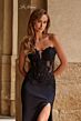 La Femme 33419 Fitted High Slit Black Dress