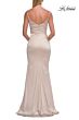 La Femme 33421 Navy Spaghetti Strap Satin Dress
