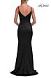 La Femme 33421 Navy Spaghetti Strap Satin Dress