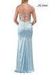 La Femme 33423 Dark Teal Strappy Back Plunging Neck Dress