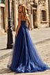 La Femme 33436 Marine Blue Spaghetti Strap Sweetheart Neckline Dress