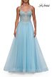La Femme 33436 Marine Blue Spaghetti Strap Sweetheart Neckline Dress