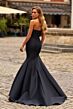 La Femme 33438 Black Sweep Train Strapless Dress