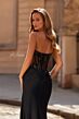 La Femme 33440 Black High Slit Strapless Dress