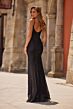 La Femme 33442 Black Spaghetti Strap High Slit Dress