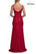 La Femme 33442 Black Spaghetti Strap High Slit Dress