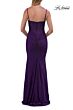 La Femme 33443 Black Spaghetti Strap Mesh and Lace Dress