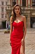 La Femme 33445 Bright Red Sweetheart Neck Strapless Dress