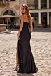 La Femme 33465 Black Slit Skirt Strapless Dress