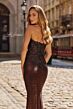 La Femme 33466 Bronze Strapless Metallic Dress