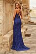 La Femme 33473 Marine Blue High Slit Dress