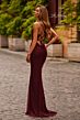 La Femme 33489 Wine Red Spaghetti Strap Dress