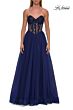 La Femme 33491 Black High Slit A-line Dress
