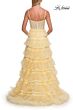 La Femme 33493 Black High Slit Tiered Ruffle Skirt Dress