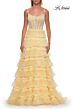 La Femme 33493 Black High Slit Tiered Ruffle Skirt Dress
