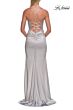 La Femme 33498 Navy Blue Spaghetti Strap Lace-Up Dress