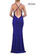 La Femme 33512 Dark Berry Slit Skirt Plunging Neckline Dress