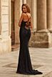 La Femme 33514 Spaghetti Strap Black Lace-Up Dress