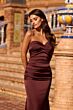 La Femme 33531 Dark Berry Satin Strapless Dress