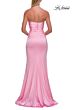 La Femme 33546 Pale Yellow Satin Fitted Dress