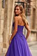 La Femme 33551 Sweep Train Tulle Skirt Royal Purple Dress