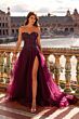La Femme 33551 Sweep Train Tulle Skirt Royal Purple Dress