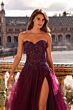 La Femme 33551 Sweep Train Tulle Skirt Royal Purple Dress