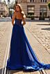La Femme 33552 Marine Blue Strapless with Pocket Dress