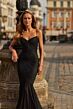 La Femme 33562 Black Spaghetti Strap Embellished Dress