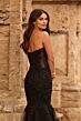 La Femme 33563 Black Tiered Skirt Mermaid Dress