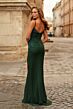 La Femme 33587 Dark Emerald Spaghetti Strap High Slit Dress