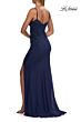 La Femme 33587 Dark Emerald Spaghetti Strap High Slit Dress